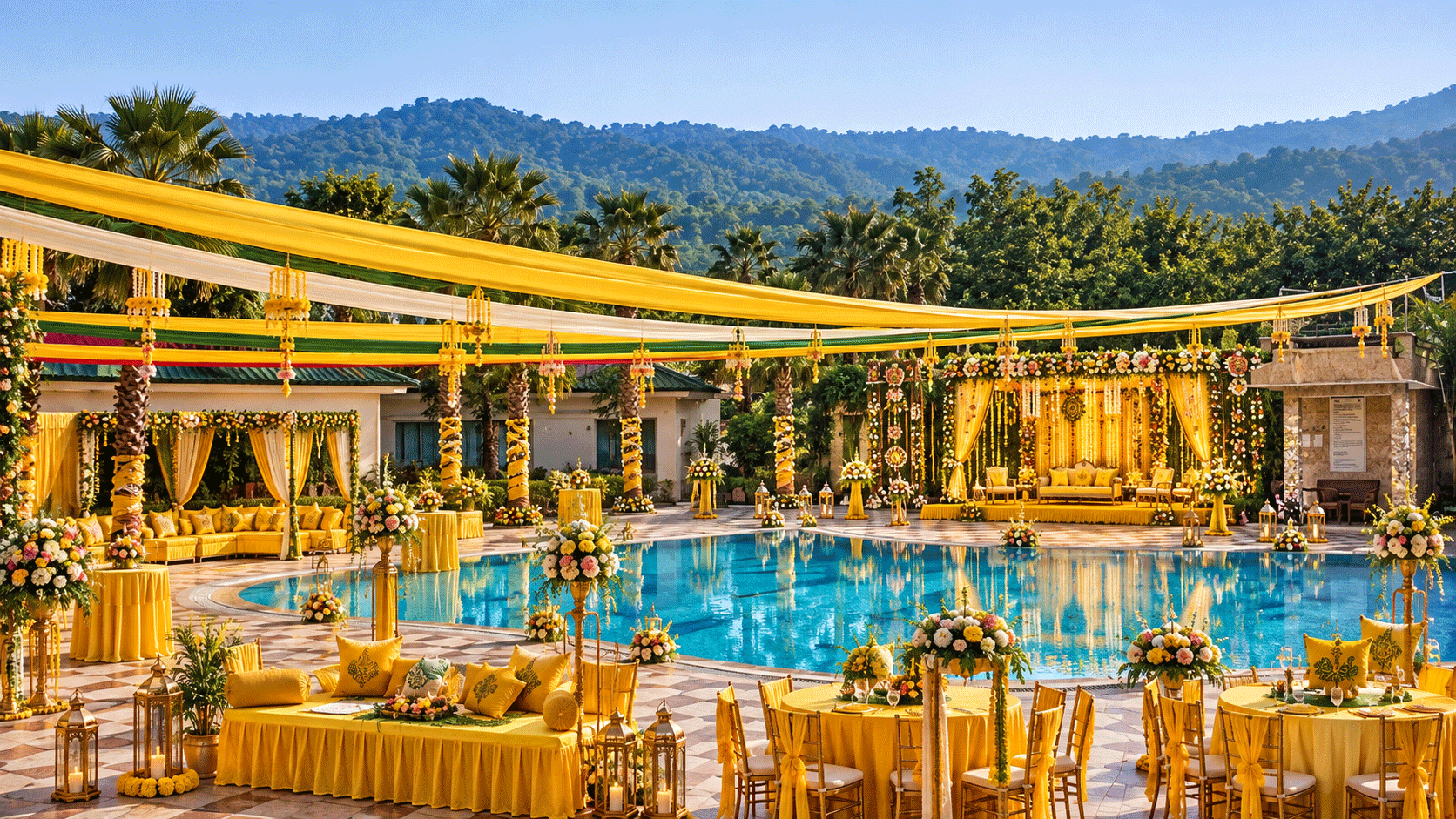 destination wedding resort in jim corbett top angle haldi1